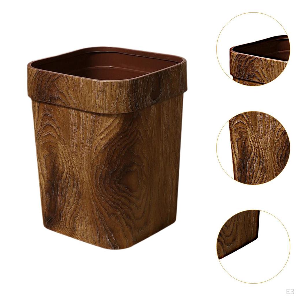 Мусорное ведро с имитацией древесного зерна, корзина для мусора, противоскользящая декоративная большая мусорная корзина, контейнер
