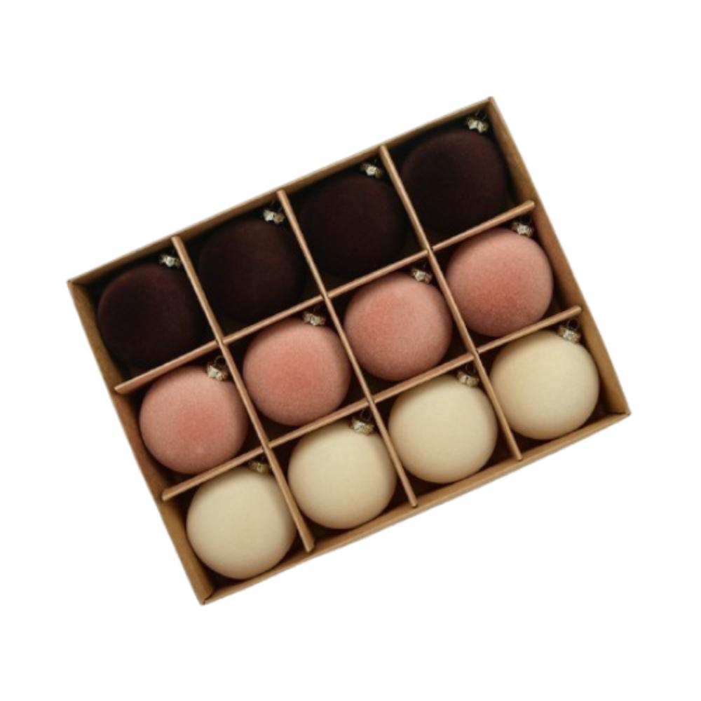 12 шт. Флокированные елочные шары, украшения 6 см, подвесные украшения для рождественской елки, домашние новогодние подарки