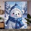 Комплект из 2 предметов, HD, милый зимний медведь, декоративная занавеска, синяя занавеска с цифровой печатью, украшение для дома, стиль, украшение для гостиной