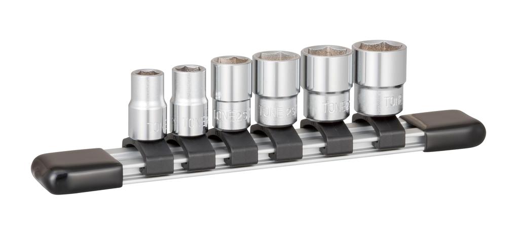 TONE Socket Set with 6 Pieces (Hexagonal, Holder) HS206, 6.35mm (1/4") Drive,