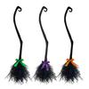 Halloween Witch Broom with Ribbon Realistic Magic Broom Decoration Cosplay Prop Halloween Party Supplies Photo Accessories
