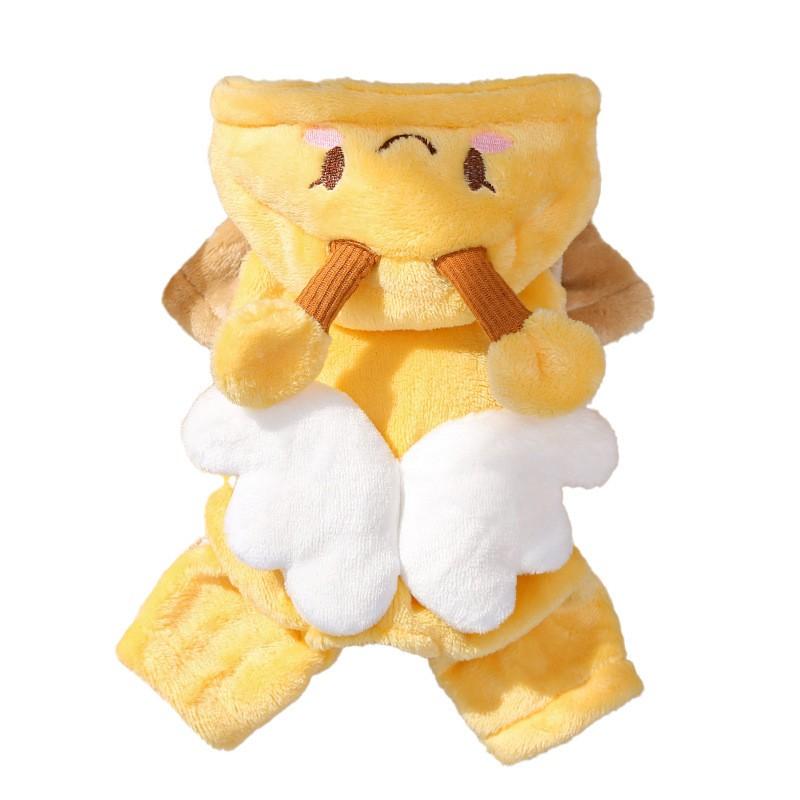 Warm Fleece Pet Pajamas Dogs Cats Winter Four-Legged Outfit Bee Design Soft Cozy