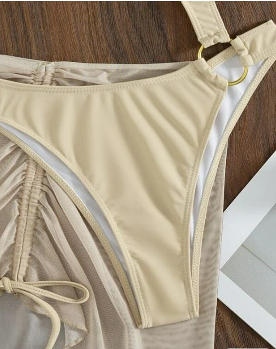 Слитный купальник с юбкой для женщин - Европейский и американский стиль, Нагрудные вкладыши, Однотонный, Стройнящий и консервативный дизайн