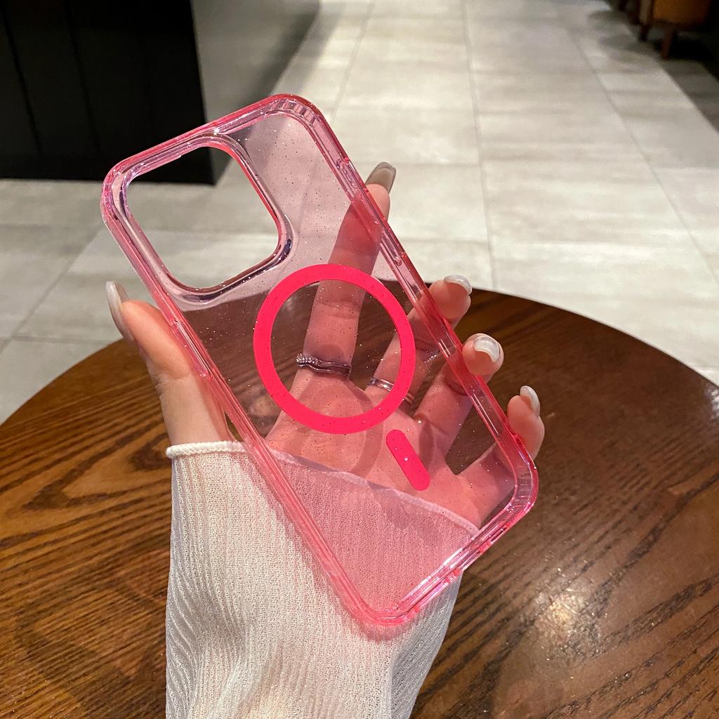 Роскошный блестящий магнитный чехол для Magsafe с беспроводной зарядкой для iPhone 15 14 Plus 13 12 11 Pro Max, прозрачный жесткий акриловый чехол