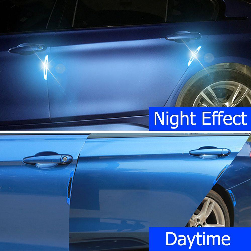 4Pcs Auto Alarm Decal Anti-Collision Car Reflective Strips Door Sticker Safety Warning