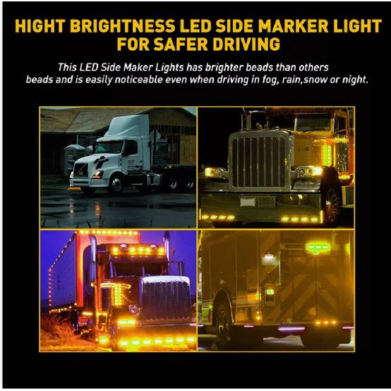 8PCS LED Side Marker Lights Trailer Lighting Lamp 12-24V 4LED Caravan Clearance Indicator Side Lights Beacon Lamp for Car Truck