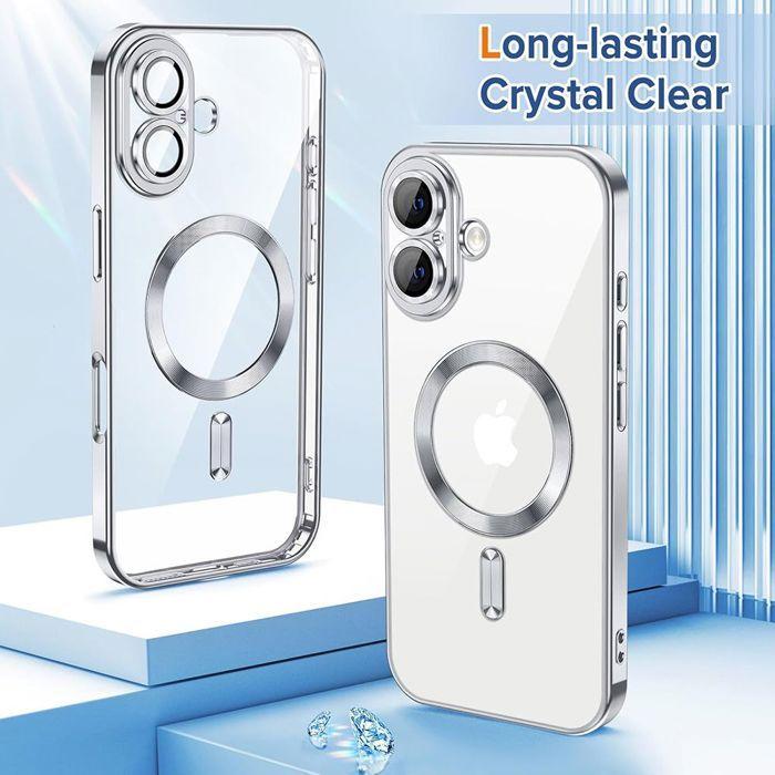 Coque de Protection - BOOLING - pour iPhone 17 - Silicone Paillette avec Cercle Magnétique - Argenté