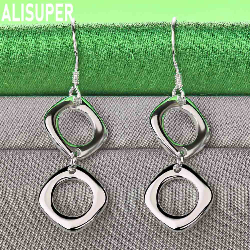 Круглые квадратные серьги из стерлингового серебра 925 пробы для свадебной моды ювелирные изделия