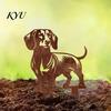 Outdoor Lawn Ornament Metal Dachshund Garden Stake, Rusty Animal Silhouette Decorative Yard Stake Art for Outside Lawn, Pathway, Patio, Flower