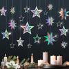 Iridescent Star Garland Decoration Metallic Holographic Star Streamer Twinkle Star Hanging Bunting Banner Backdrop for Baby Shower Wedding Decor