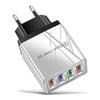 4-портовое USB автомобильное зарядное устройство 3A со светодиодной подсветкой для спецификаций ЕС/США, совместимое с планшетами и телефонами