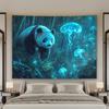 Enchanted Panda with Glowing Jellyfish Tapestry  Adding Magical and Fantasy Style to Any Room Decor Ideal for Home Use