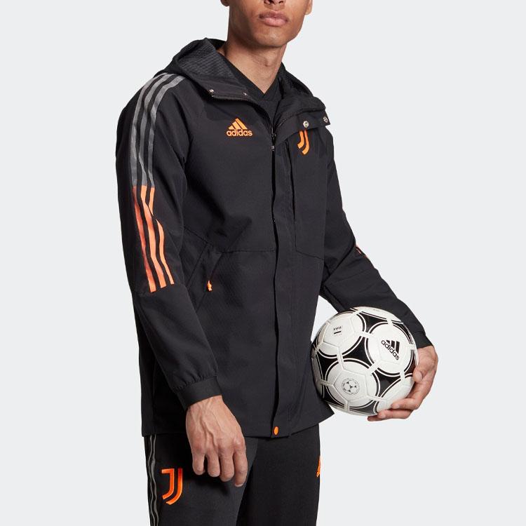 adidas Ювентус Дорожная куртка с капюшоном Мужская верхняя одежда черная FR4202