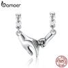 BAMOER 925 Sterling Silver Big Hand Holds the Small Hand Charm Pendant Fit Original 3mm Bracelet, Best Romantic Gift for Lover