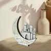 LED Lighted Eid Wood Moon Castles Mosque Ornament Festivals Party Supplies for Home Bedroom Living Room Table Decoration