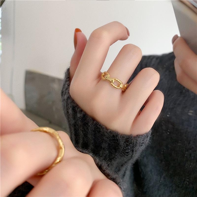 Титановая сталь с покрытием 18 карат, крученое кольцо-цепочка - Модный европейский стиль для женщин