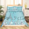 Watercolor Blue Sequin Duvet Cover Queen King Size Girls Teen Bedding Set Eiffel Tower Ombre Diamond Quilt Cover Home Decor