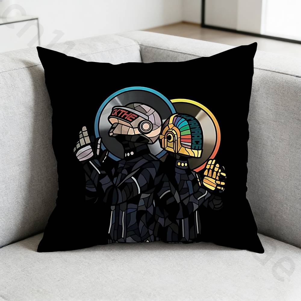 DDaft PPunk Band Pillow Case Antidustmite Pillowcase Invisible zipper silky short plush Sofa cushion cover