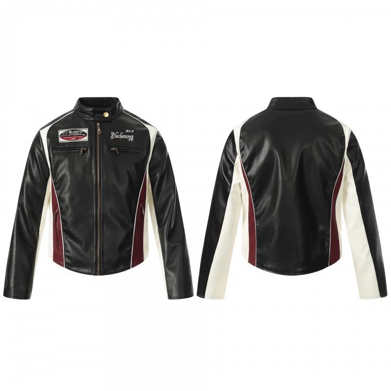 Mens Vintage PU Leather Biker Jacket Slim Fit Streetwear Motorcycle Coat Casual Outerwear