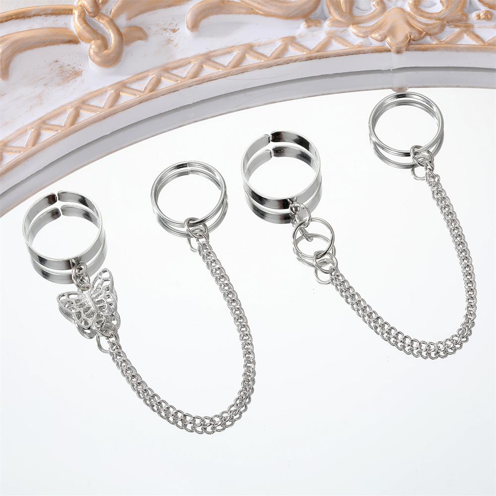 Набор модных металлических колец в стиле панк с полыми бабочками для женщин, регулируемые модные ювелирные изделия с открытием