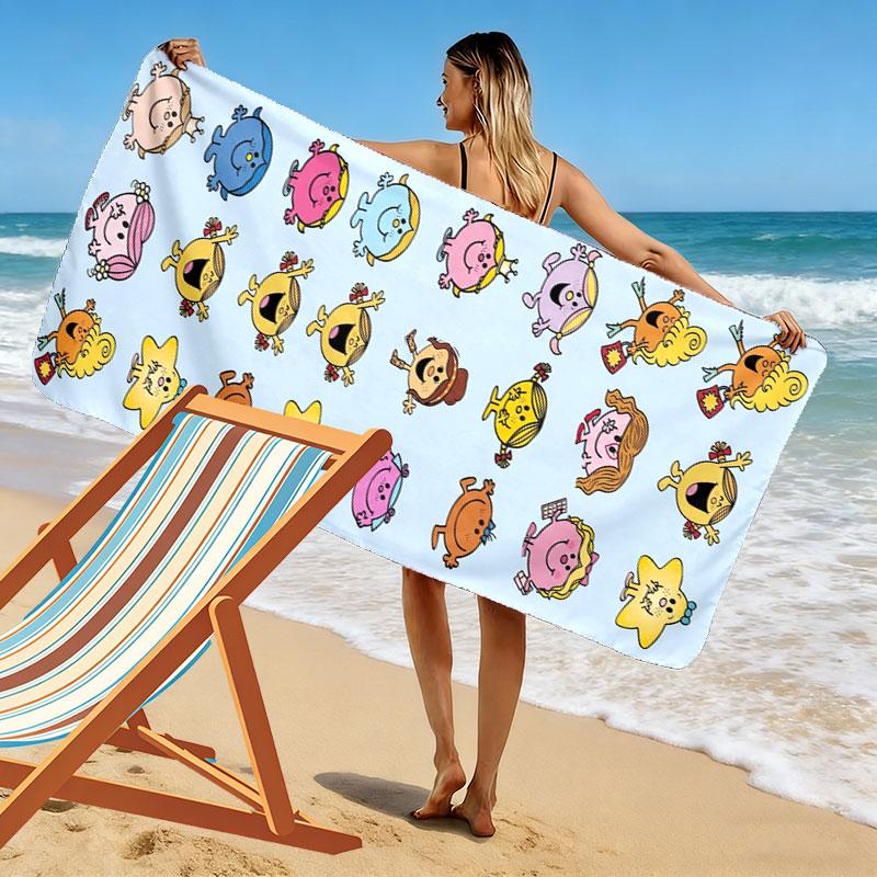 Mr. Men Little Miss Print Beach Towel, Large Soft Quick Dry Towel for Beach Camping Swimming
