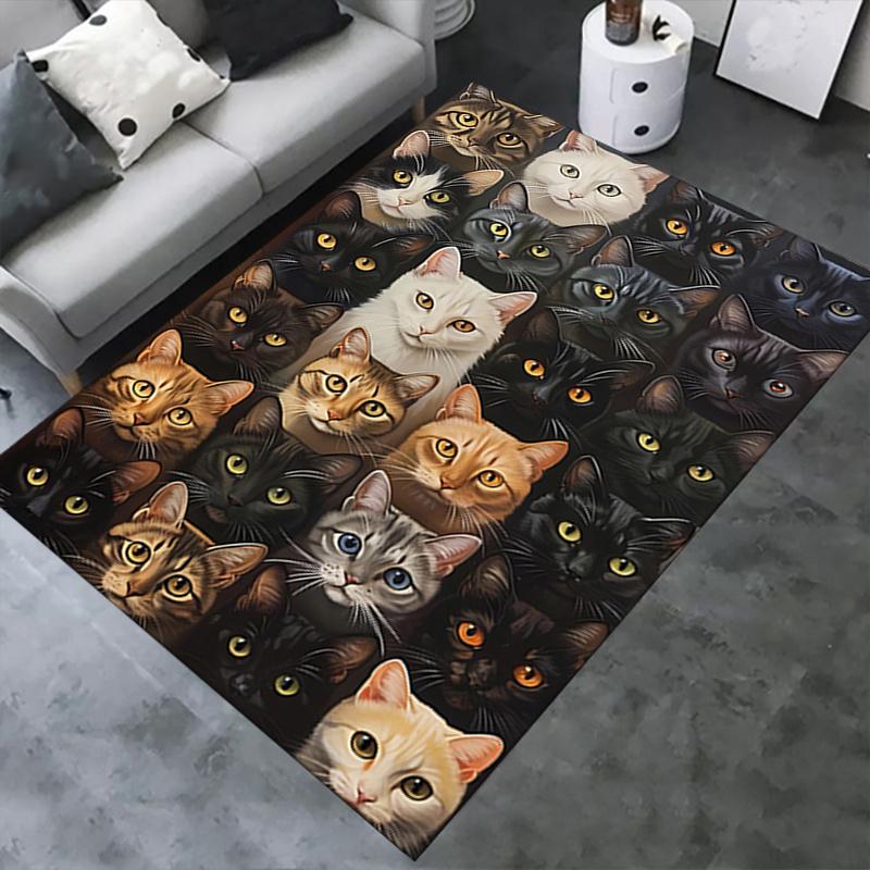 Cute Kitten Theme Chair Mat Office Carpet - Oversized Rug for Home Decor, Sofa Carpet, Office Flooring Gift, Suitable for Bedroom, Living Ro