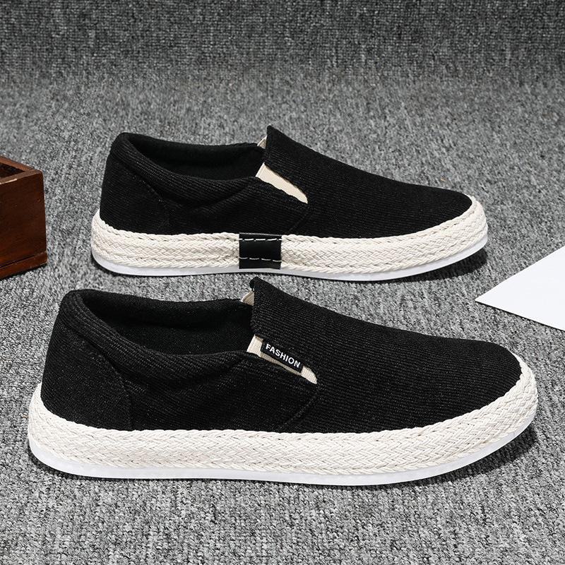 Men's Spring 2024 White Casual Slip-On Canvas Sneakers, Breathable Old Beijing Style