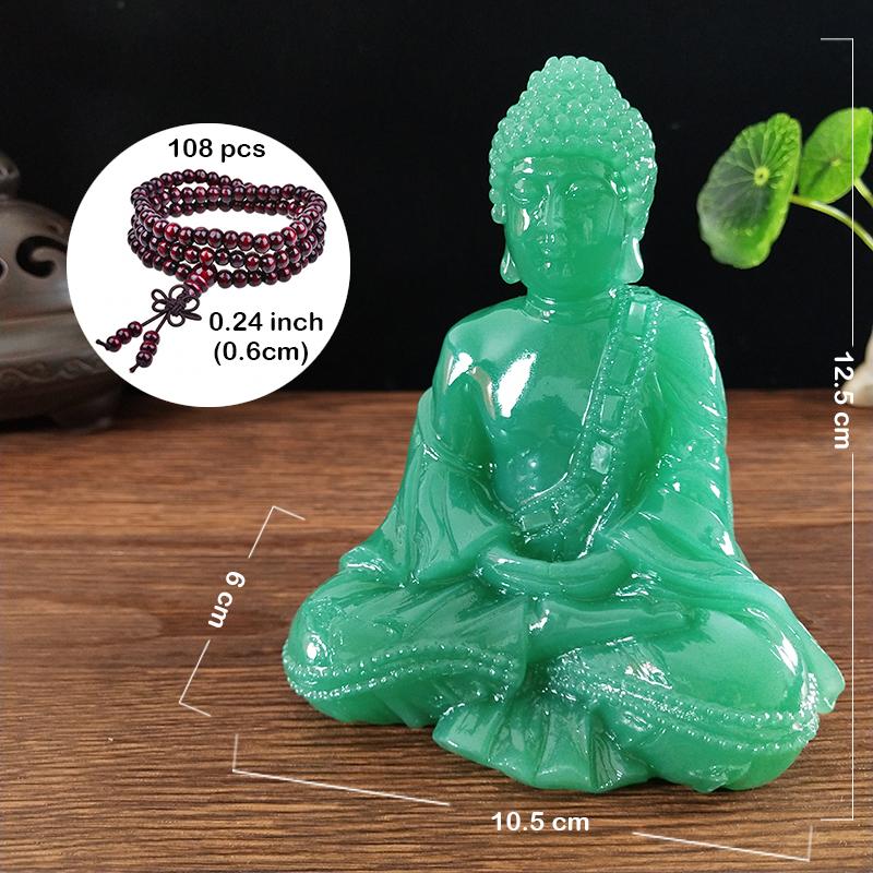 Статуэтка Будды с ожерельем-украшением Счастливый Фэн-шуй Медитация Скульптура Будды Искусственный Нефритовый Камень Украшение для дома и офиса Подарок