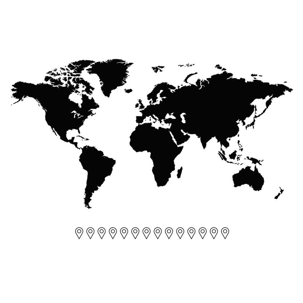 Les Trésors De Lily [Q6538] — Лист черных наклеек «Карта мира» (настраиваемый) — 50x70 см