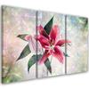 Three Piece Picture Canvas Print Pink Lily Flower