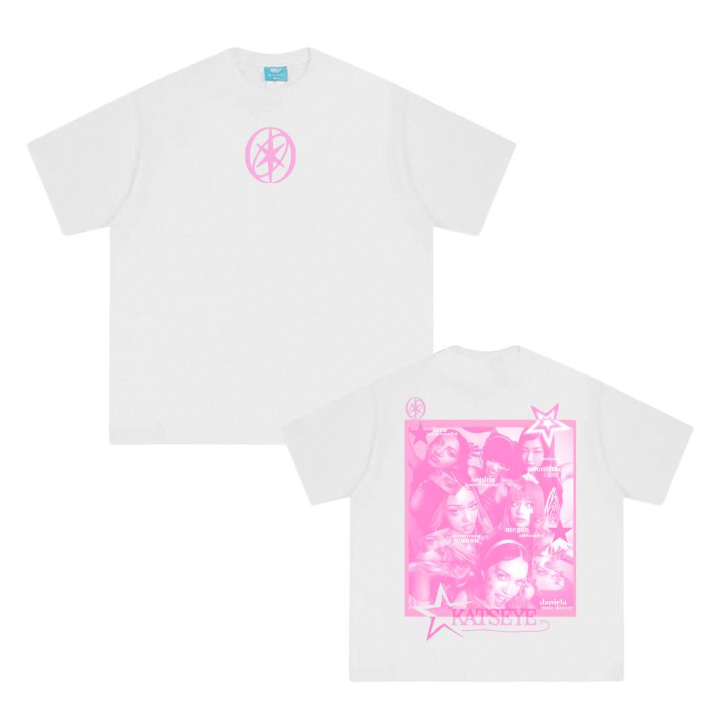 K-pop женская группа KATSEYE Футболка Летний новый стиль 100% Хлопок Высокое качество ТОПЫ Круглый вырез Удобная Женская одежда