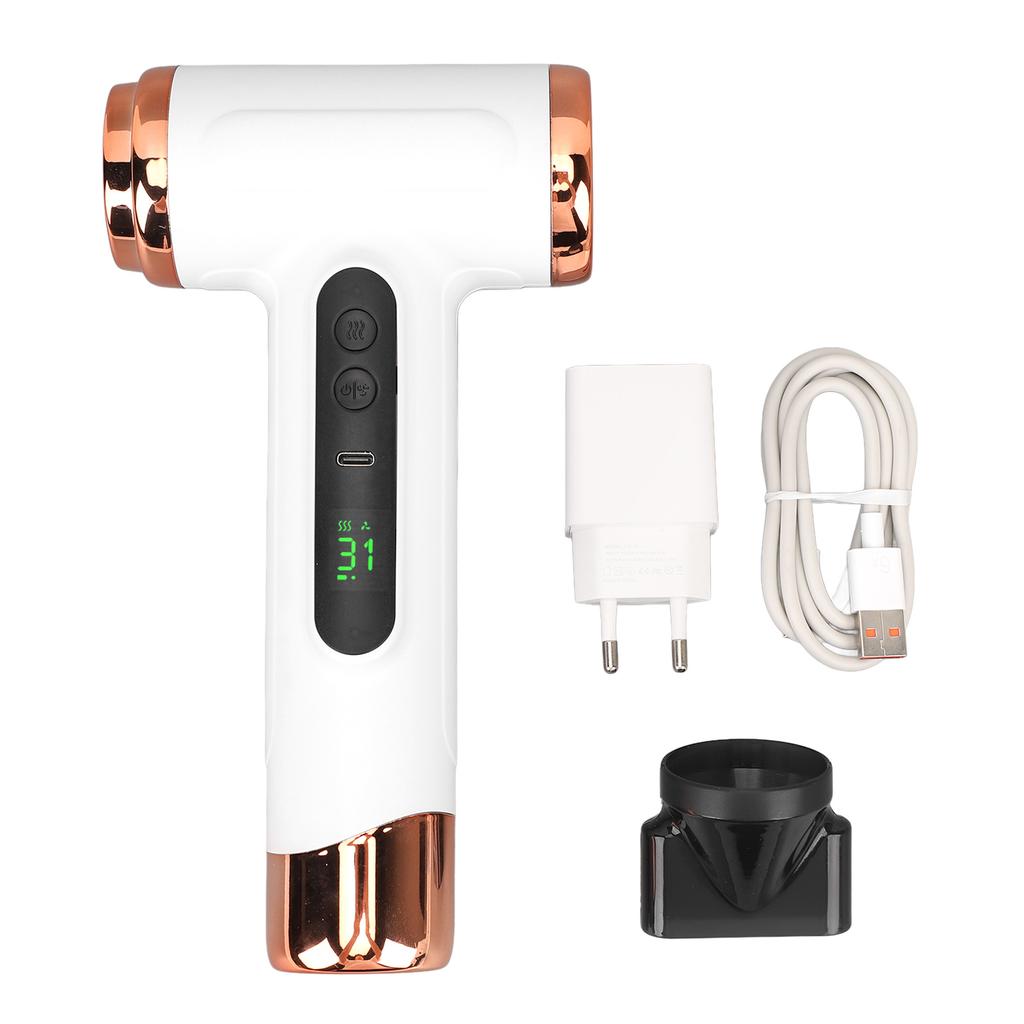 Беспроводной фен для волос портативный дорожный перезаряжаемый легкий горячий холодный обдув 200 Вт для общежития белый