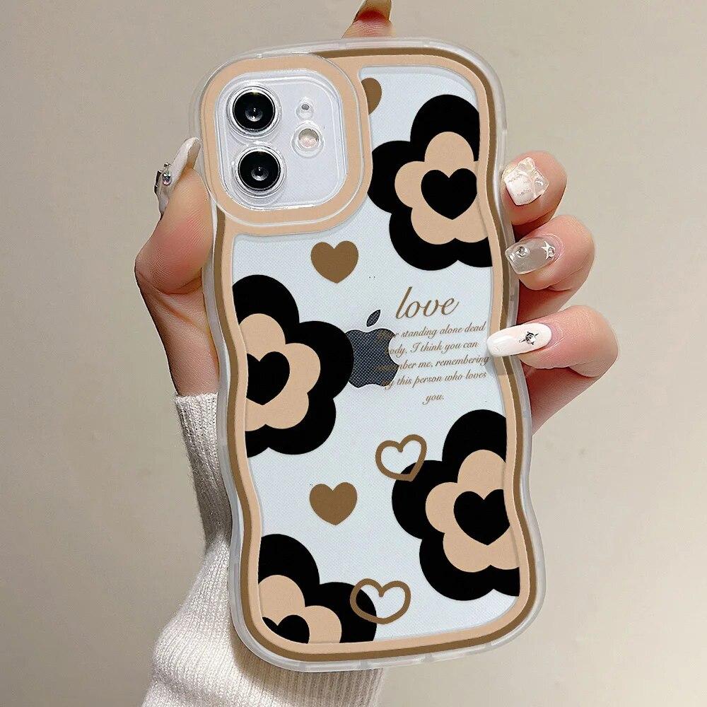 Чехол для телефона с цветком для iPhone 13, чехол для iPhone 15 14 Pro 12 11 Pro Max XR XS X 7 8 Plus SE 2020, противоударный силиконовый мягкий волнистый чехол