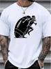 Unisex Black Summer Crew Neck Tee American Football Player Rugby Ball Print Short Sleeve Loose Casual Streetwear Fashion Unisexs Top