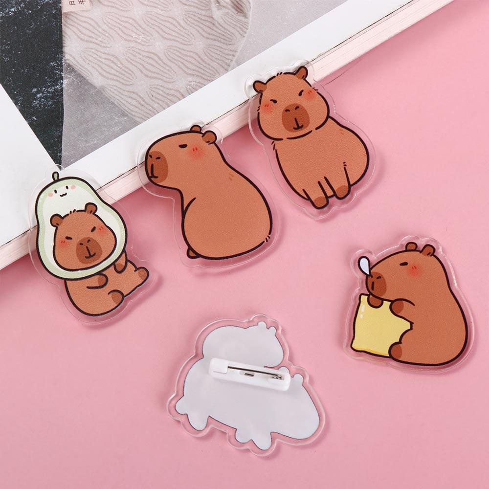 Милая акриловая булавка в виде капибары, нагрудный знак, значок капибары, изысканная брошь в виде капибары, унисекс