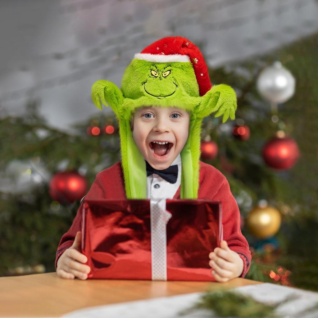 Christmas Green Plush Ear Moving Hat