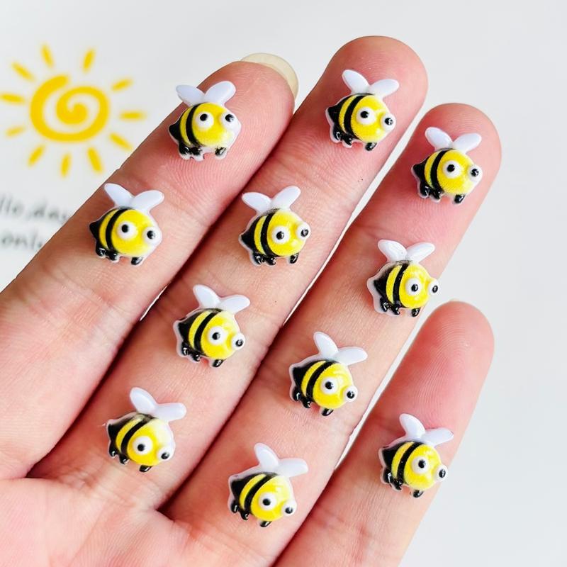 30/55Pcs New Cute Mini 3D Stereoscopic Little Bee Flatback Ornament Jewelry Making Manicure Hairwear Accessories A148
