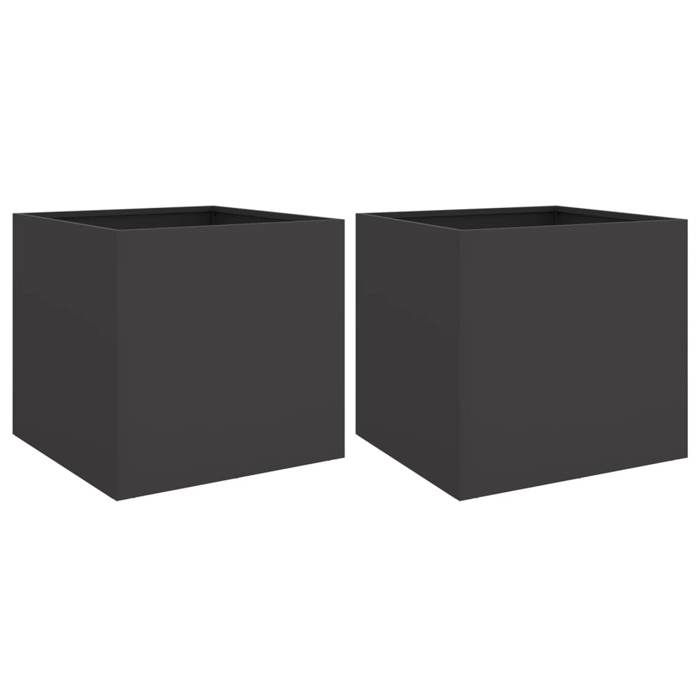 VidaXL Jardinières 2 pcs, Bacs à Fleurs, Pots de Plantes, Boîtes à Fleurs, Jardinières Surélevées de Jardin Terrasse, Noir 841560