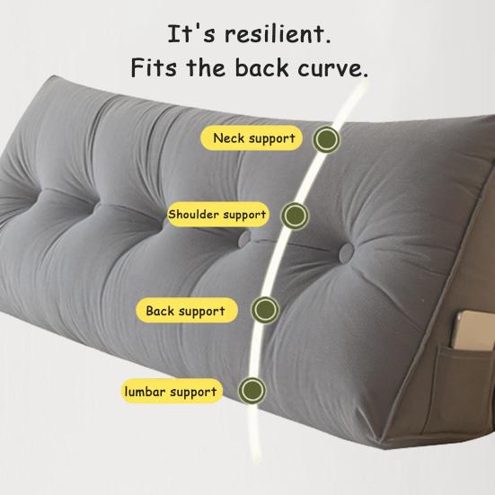 Подушка-клин для спинки изголовья, треугольная подушка с боковым карманом, съемный чехол, подушка-клин для изголовья для кушетки, кровати в общежитии, для чтения, работы