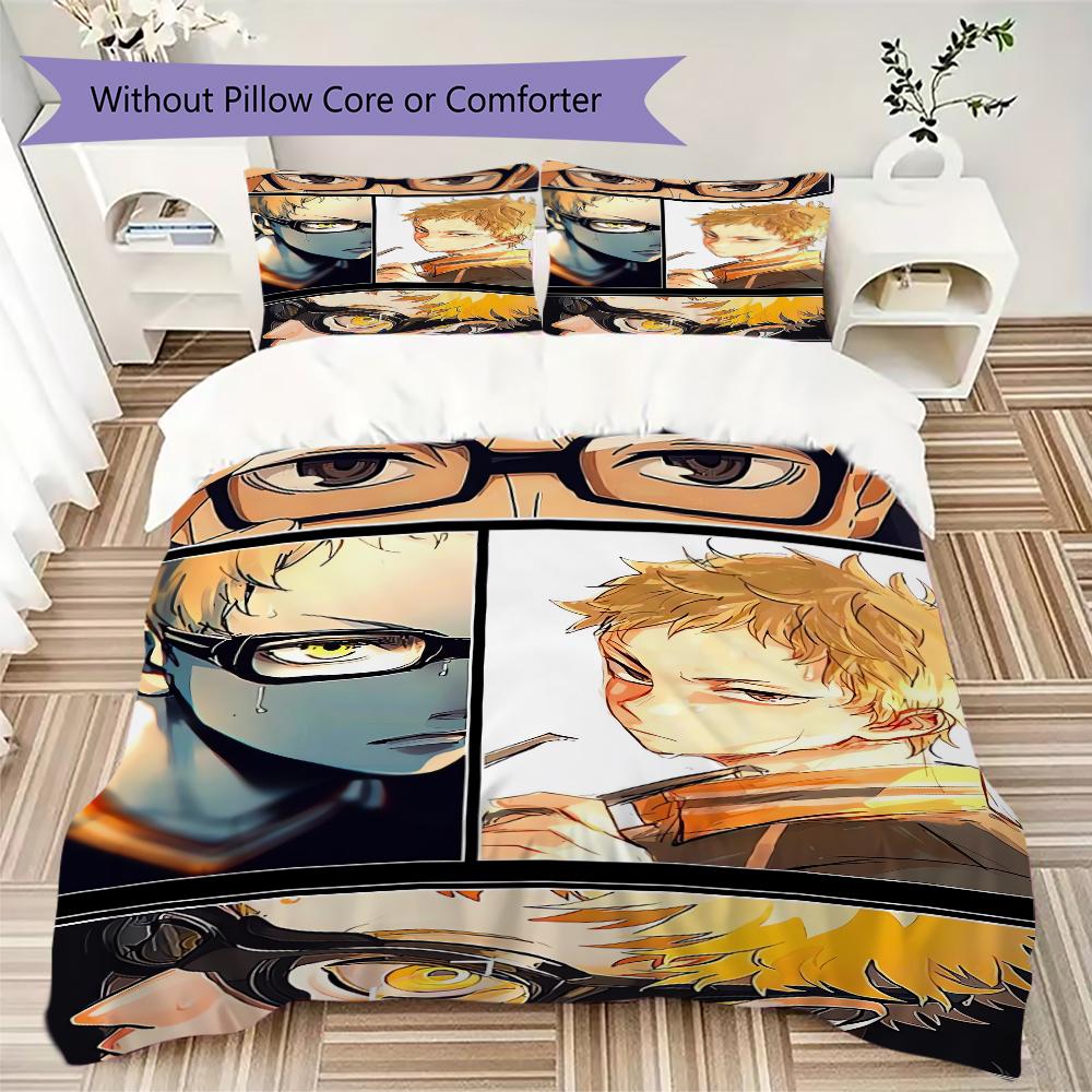 Haikyu!! Pattern Bedding uilt Set uilt Cover Pillowcase Home Decoration Birthday Gift (1 * duvet cover + 2 * pillowcase without core)