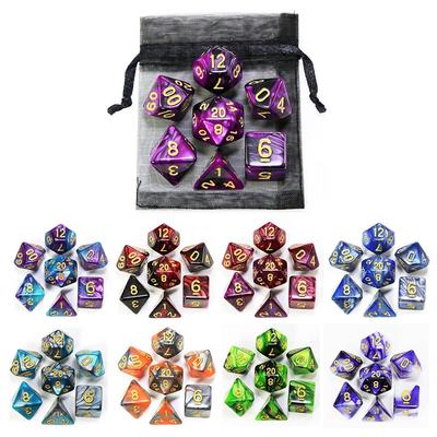 Игровые кости DND, ролевые игральные кости, набор кубиков для смешивания цветов с сумкой, 9 различных стилей, доступных для портативных игрушек, DND, RPG, TRPG, игры