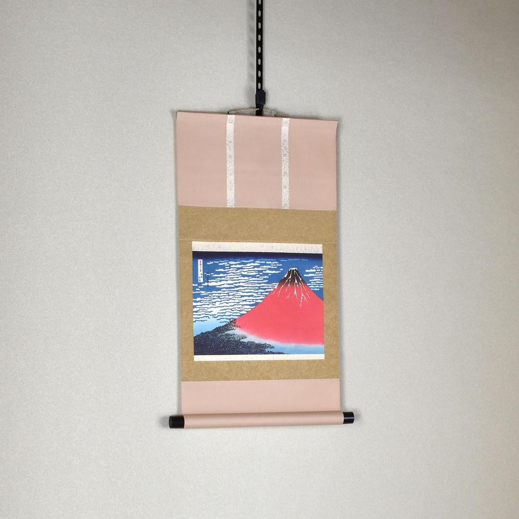 Sunny Town Gallery Hanging Scroll Tapestry Views of Mount Clear Clear by Katsushika Red Authentic Mini Hanging Overseas Souvenir "Thirty-six Fuji,