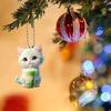 Milk Tea Cat Hanging Decoration with Bead Chain Double-sided Acrylic 2D Cartoon Kitten Car Rearview Mirror Hanging Ornament Pendant