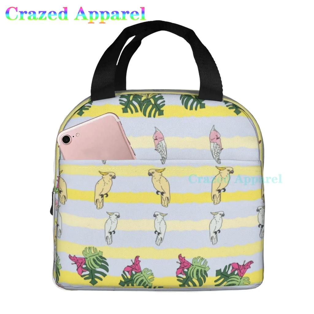 Окрашенные попугаи птицы сливовое дерево ткань Оксфорд сумка для обеда сумка-тоут ланч-бокс многоразовый органайзер сумка для унисекс рыбалка пикник