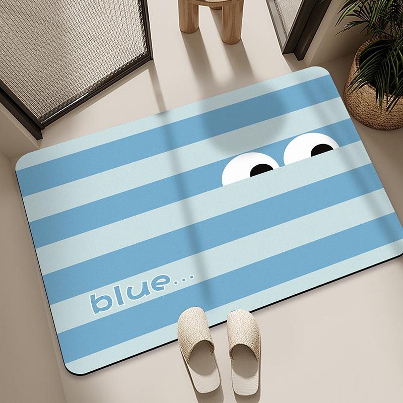 Diatom Mud Floor Mat Bathroom Water Absorption Quick-drying Foot Pad Cartoon Black Cat Dirty-resistant Anti-slip Pad Household Bathroom Entrance Mat