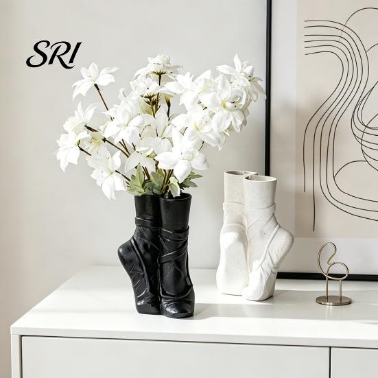 Ballet Pointe Shoe Decor Shoes Flower Vase Modern Floral Arrangement Table Centerpiece Abstract Art Dancing Unique Decorative for Coffee Office Shelf