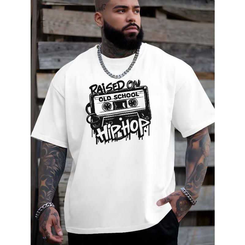 Стиль OLD SCHOOL HIPHOP Летняя Повседневная Футболка с Коротким Рукавом для Мужчин Latest Trendy Fashion С Принтом Большого Размера