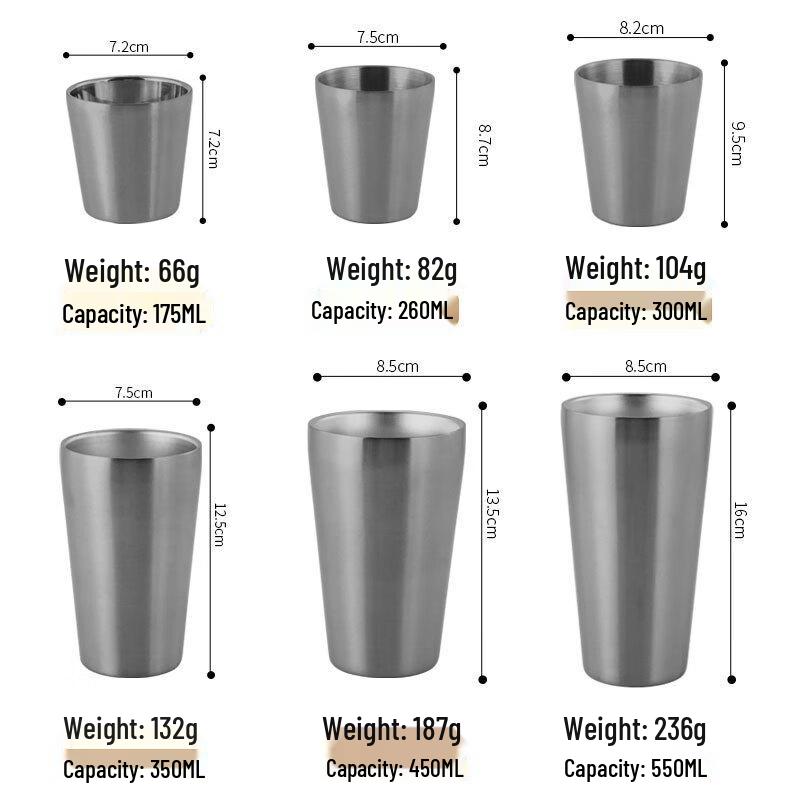 304 Stainless Steel Coffee and Juice Cup Set (3-Pack)