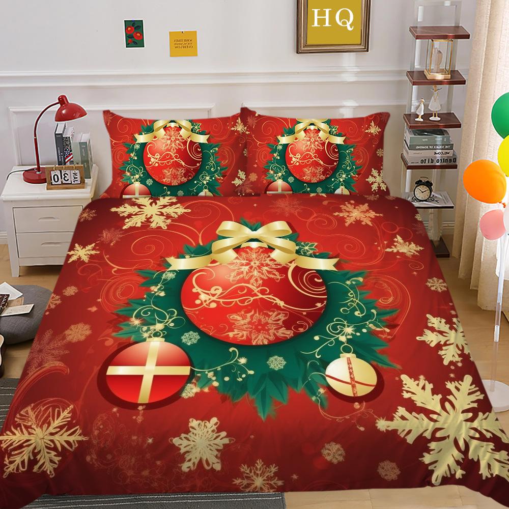 Christmas Tree 3D Printed Polyester Pillowcase Quilt Cover Two Or Three-Piece Set