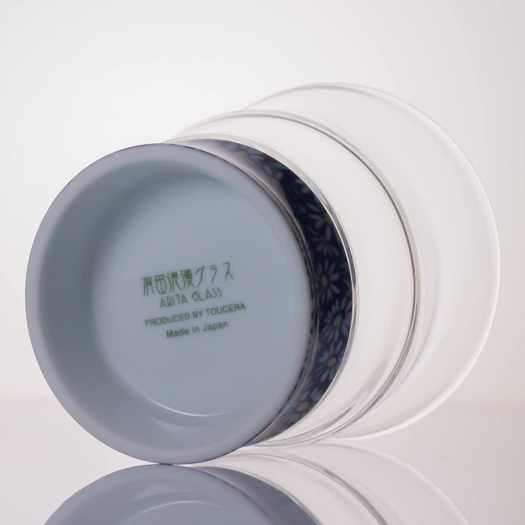 Arita Ware Roman Glass On the Rocks (presented In a Gift Box) Blue Small Chrysanthemum